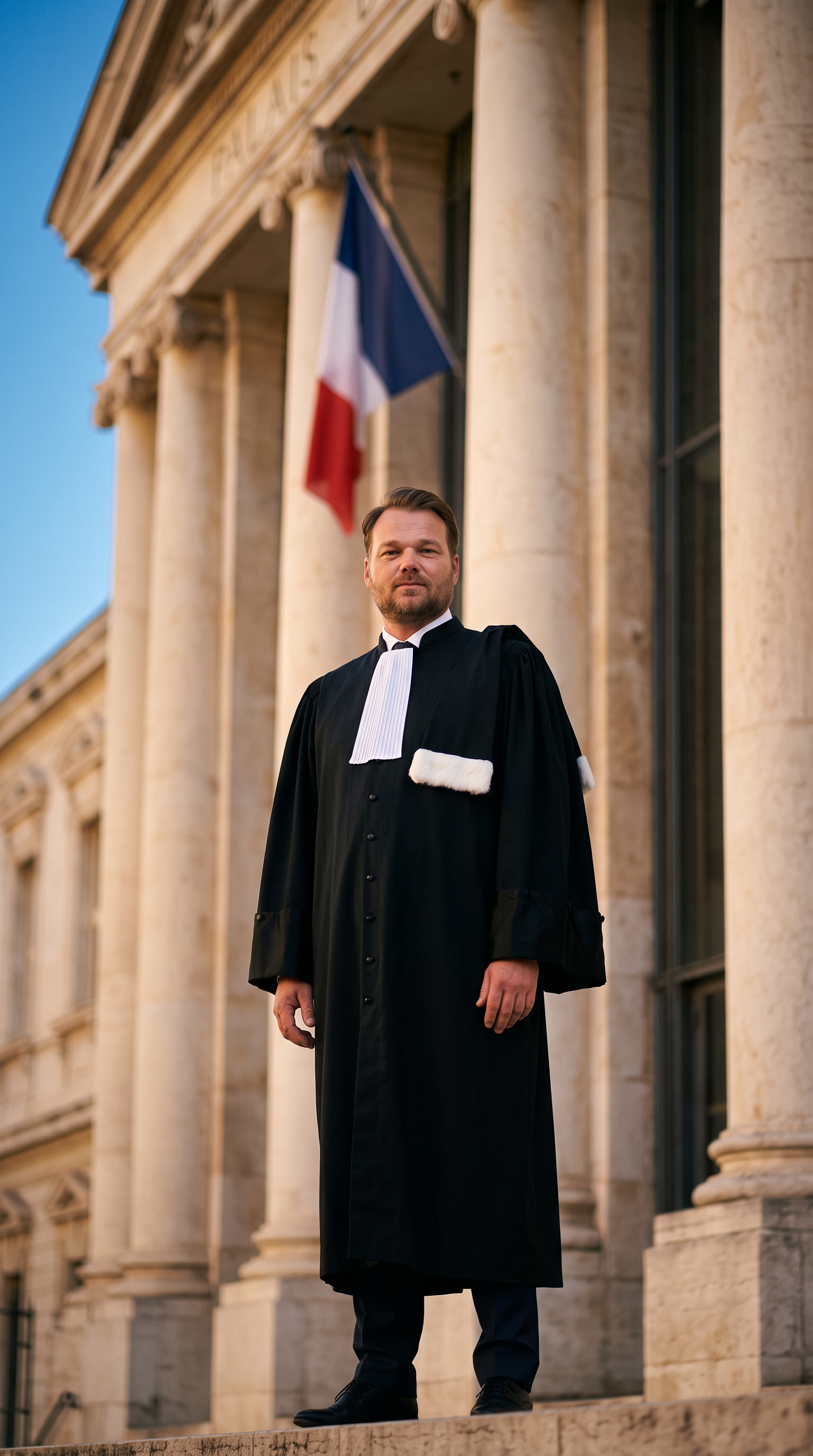 Maître Iosca devant le Palais de Justice